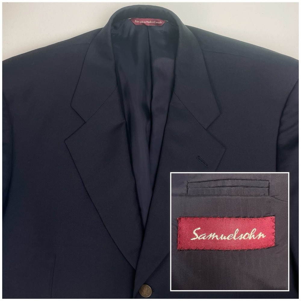 Samuelsohn Blazer Sport Jacket 42R Mens 3 Button Super 110s Surgeons Cuffs VGUC